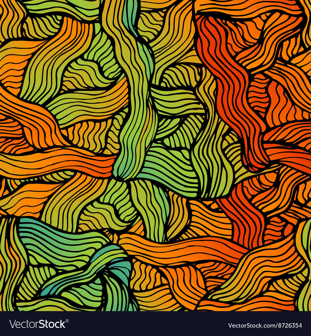 Abstract hand-drawn waves simless pattern