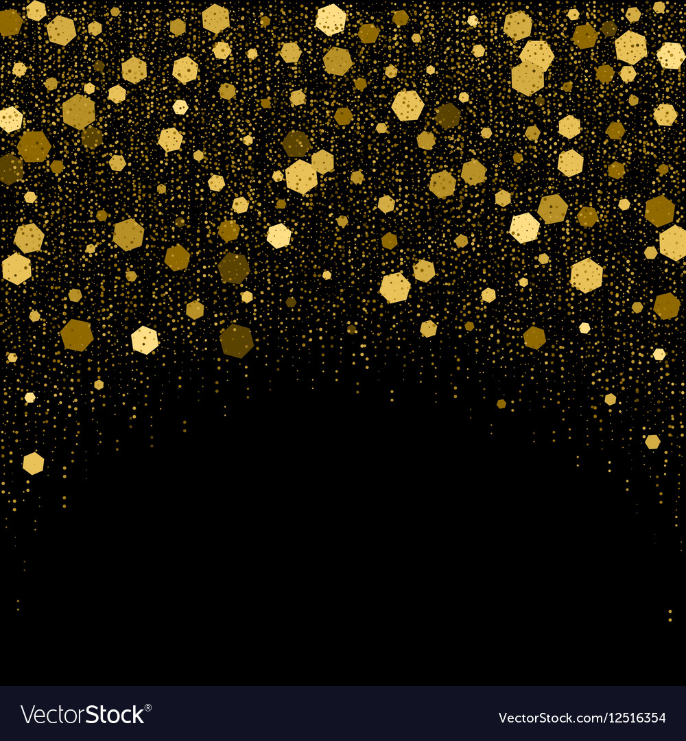 Black Background With Golden Glitter Particles Vector Image