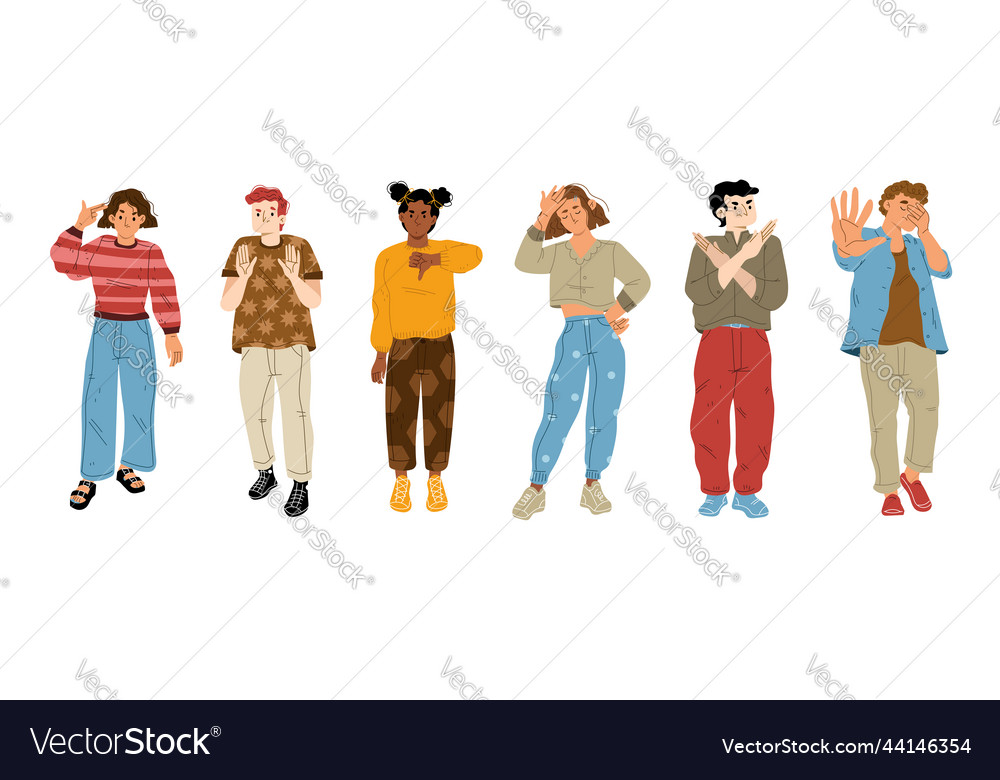 Body language negative emotions disagree concept Vector Image