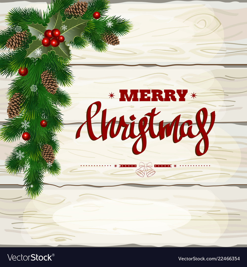 Christmas wooden background Royalty Free Vector Image