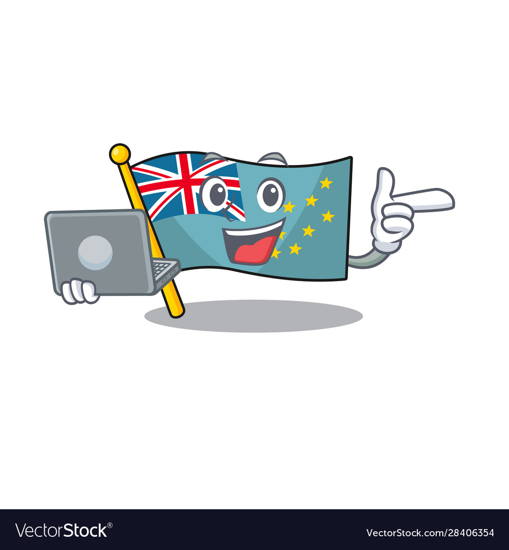 Cute and smart flag tuvalu scroll working vector image Cute and smart flag tuvalu scroll working