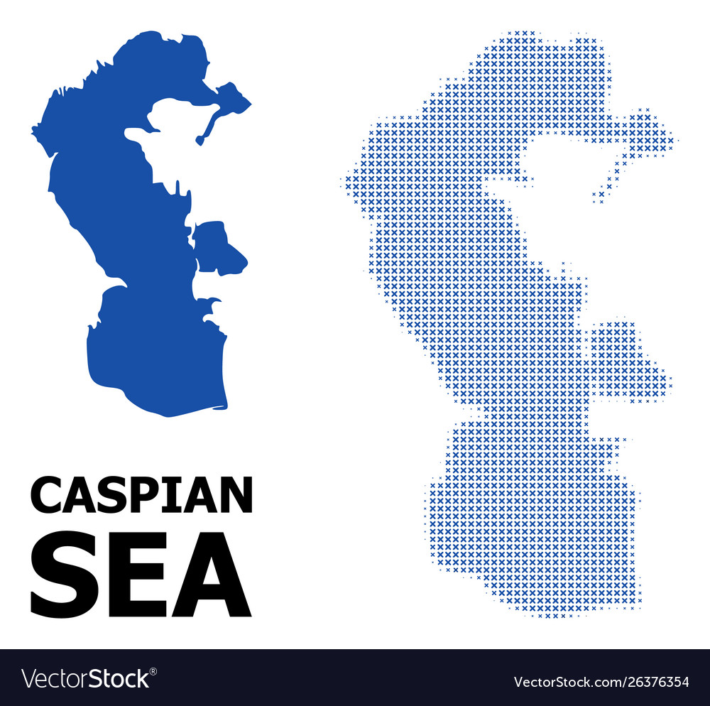 Halftone mosaic and solid map caspian