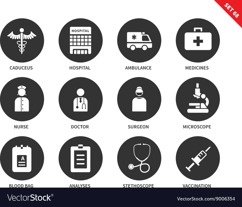 Hospital icons on white background