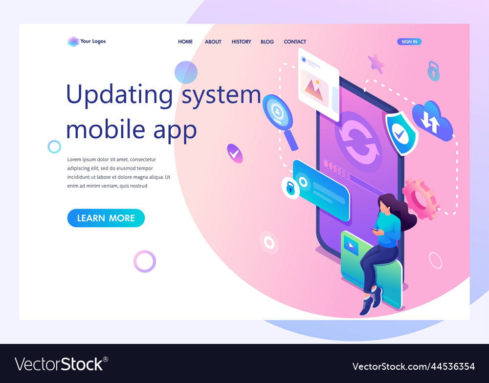 Isometric concept update the mobile application