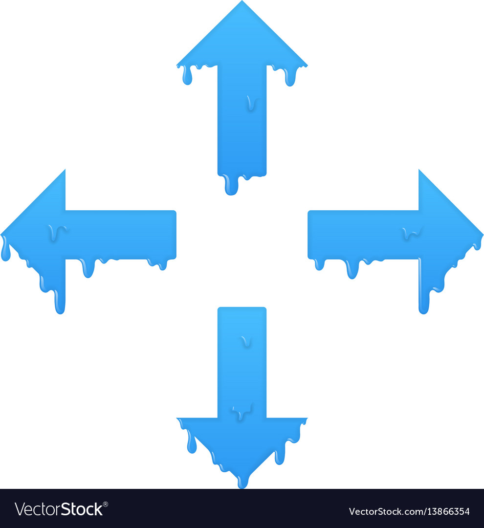 Melting navigation arrows set left right up vector image Melting navigation arrows set left right up