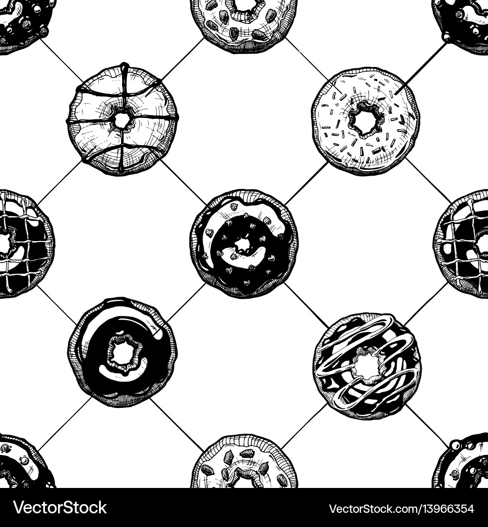 Pattern with donuts Royalty Free Vector Image - VectorStock
