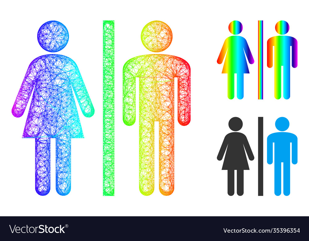 Rainbow network gradient wc persons icon vector image Rainbow network gradient wc persons icon