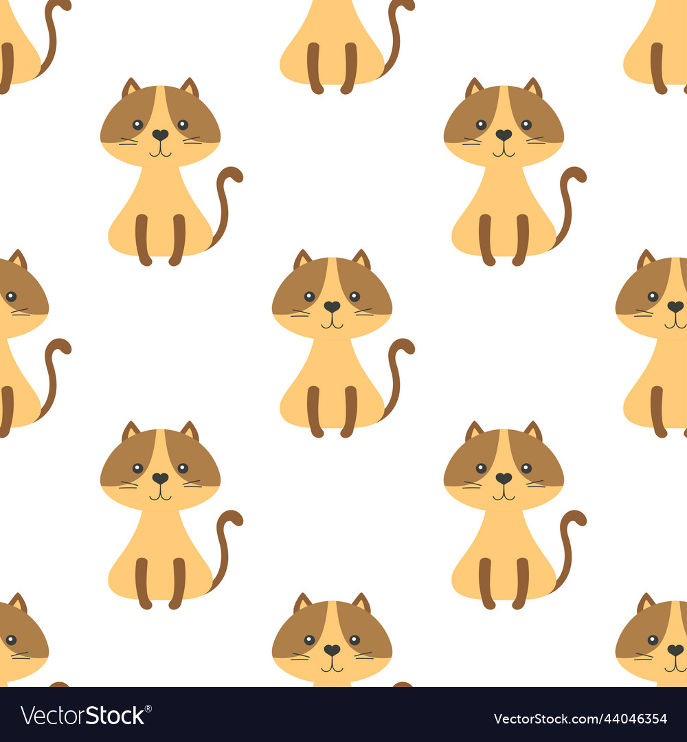Seamless pattern with cat in flat style