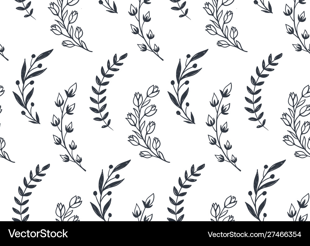 Seamless pattern with hand drawn leaves and Vector Image
