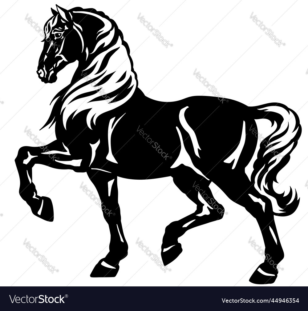 Walking heavy draft horse silhouette Royalty Free Vector