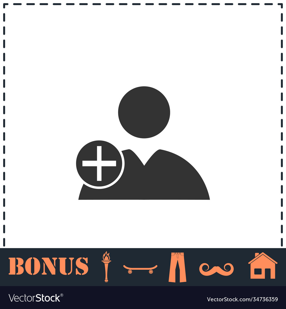 Add user icon flat vector image Add user icon flat