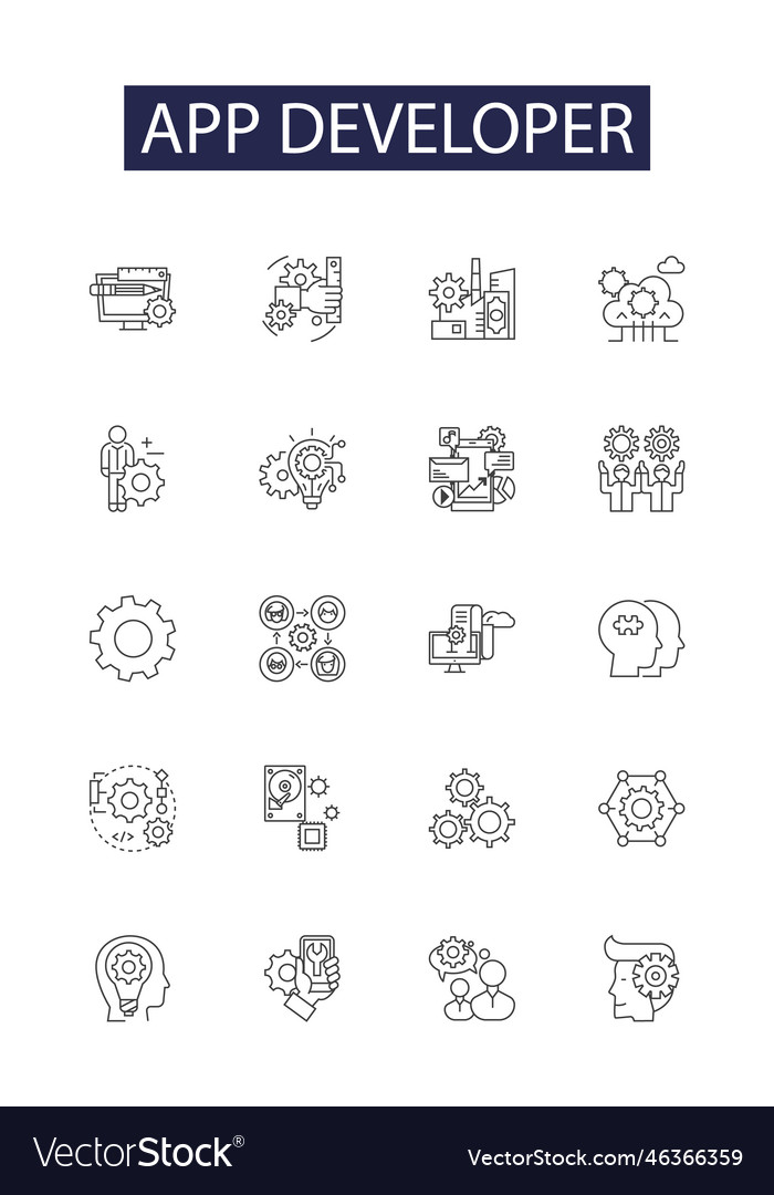App developer line icons and signs