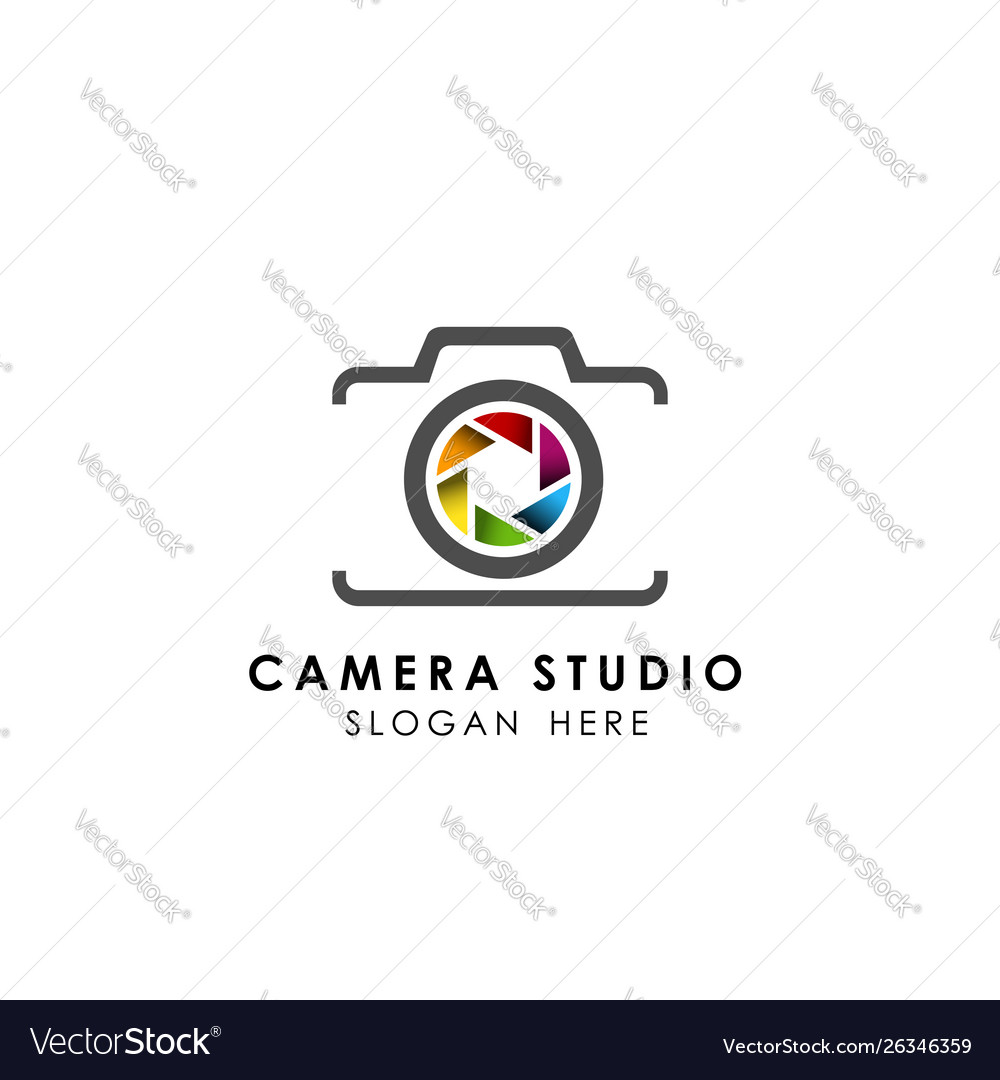 Colorful camera logo template icon Royalty Free Vector Image