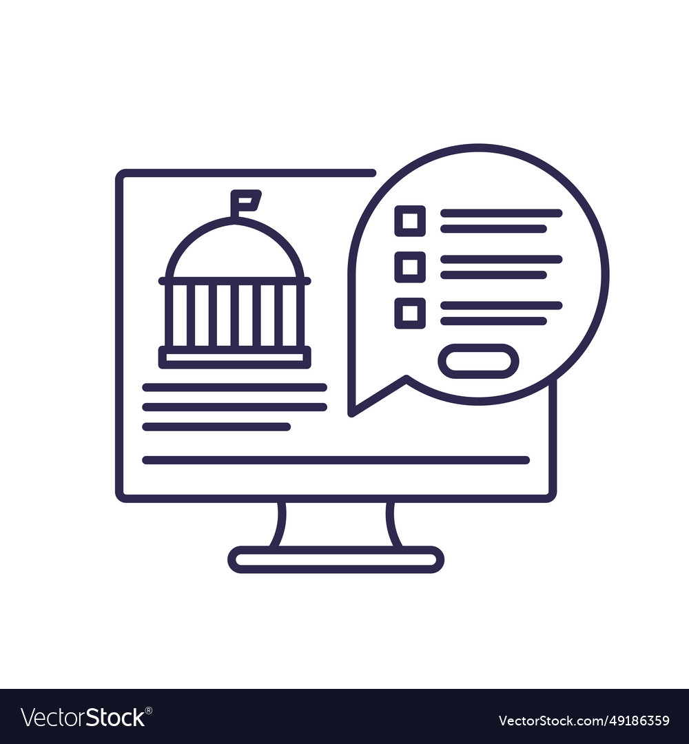 Electronic government line icon on white Vector Image