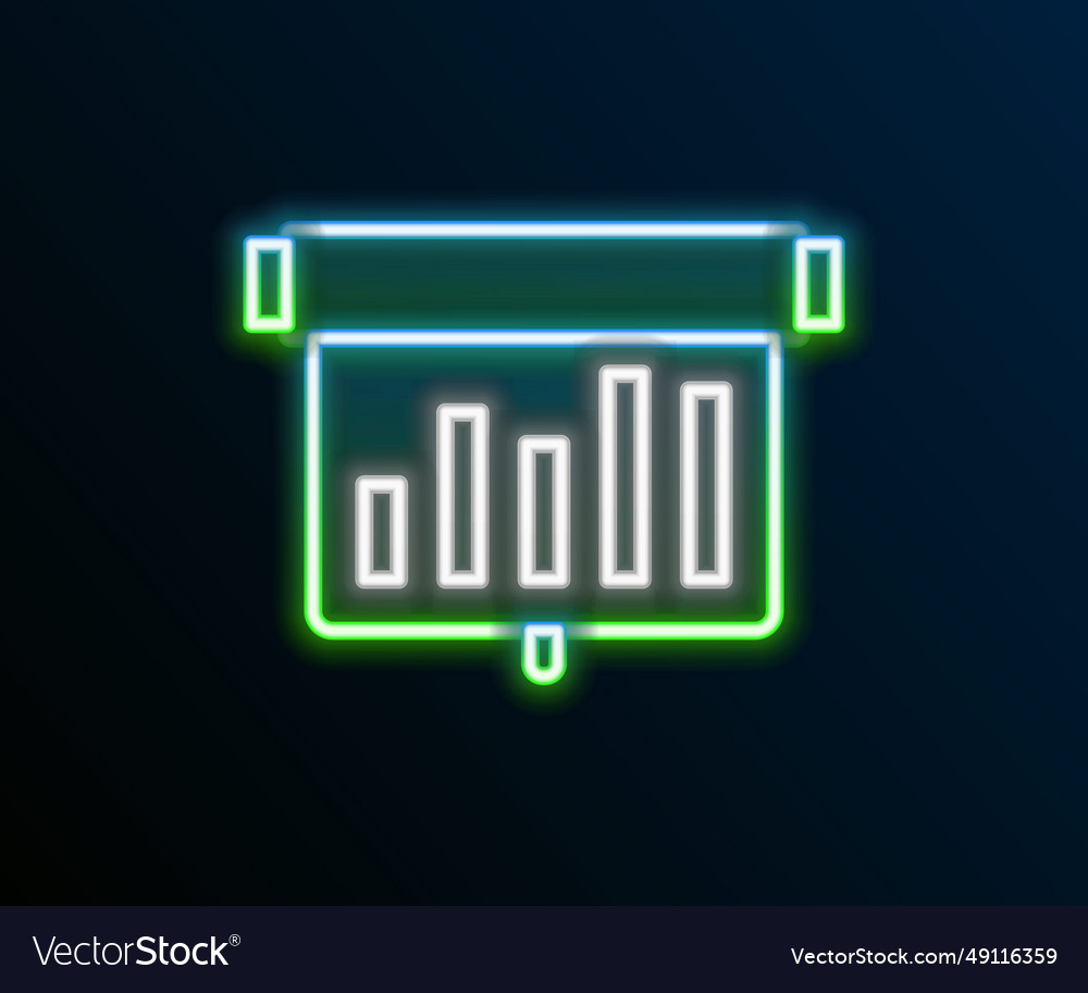 Glowing neon line board with graph chart icon Vector Image Glowing neon line board with graph chart icon