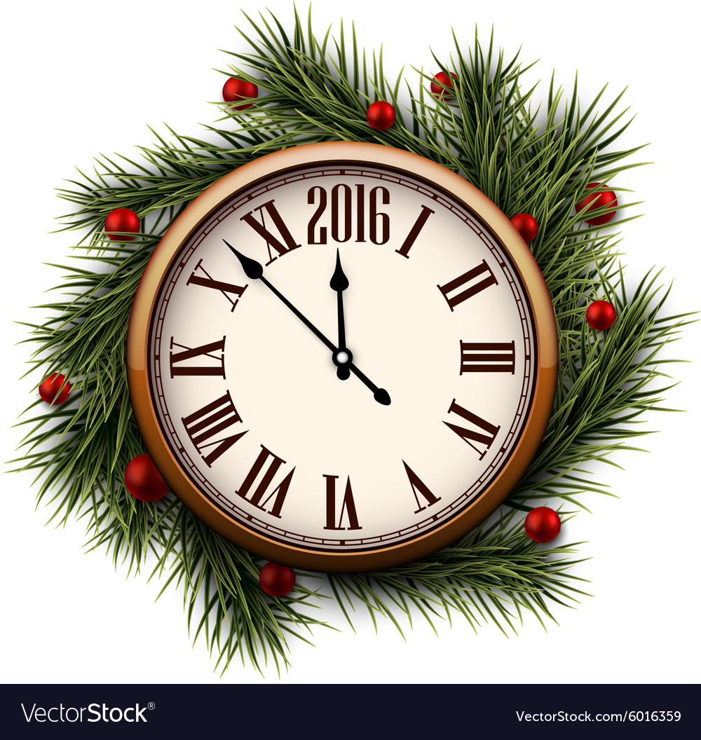 Happy 2016 year vintage clock