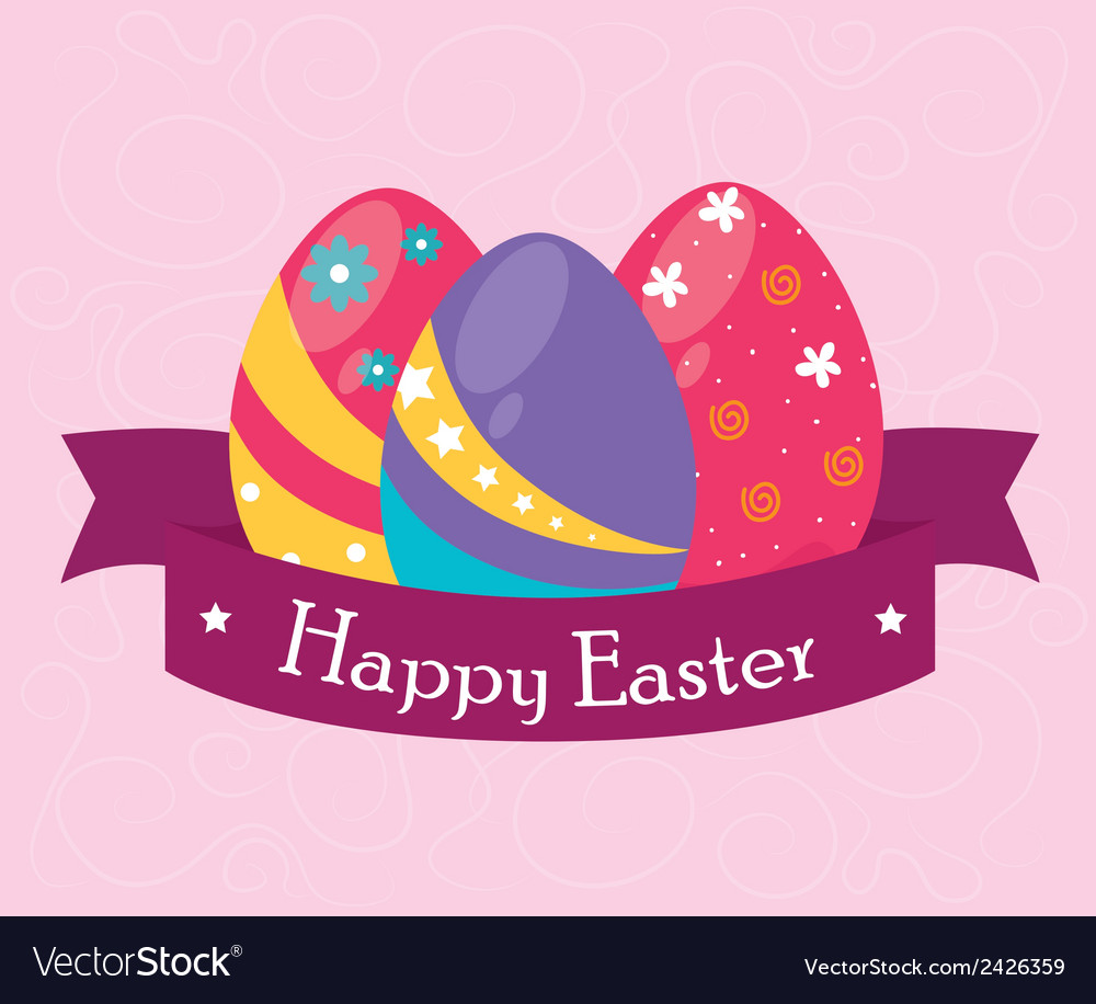 Happy easter over pink background Royalty Free Vector Image