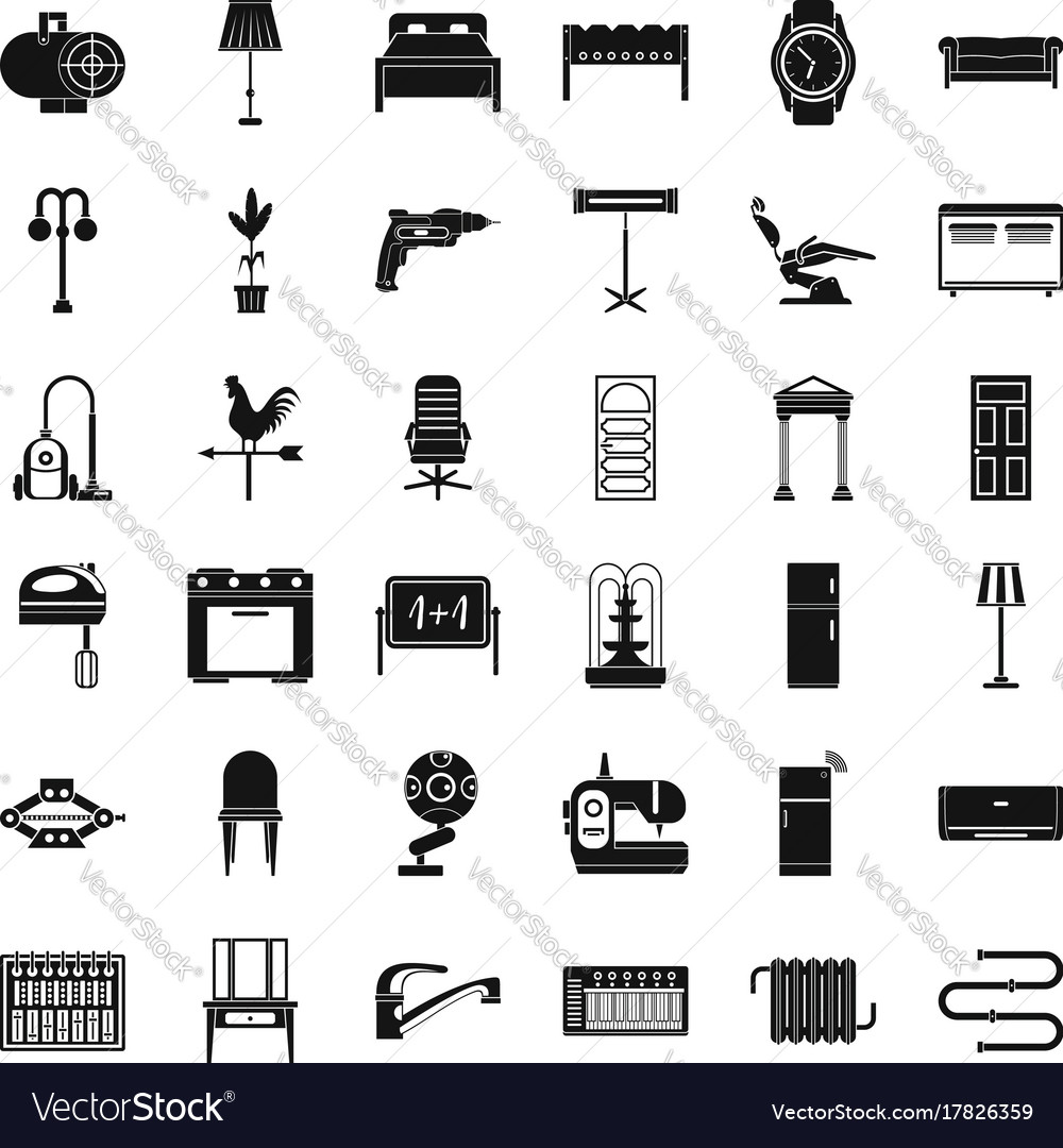 Home equipment icons set simple style Royalty Free Vector