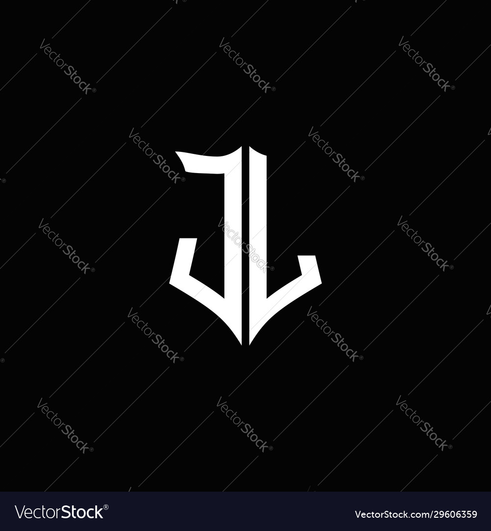 Jl monogram letter logo ribbon with shield style Vector Image