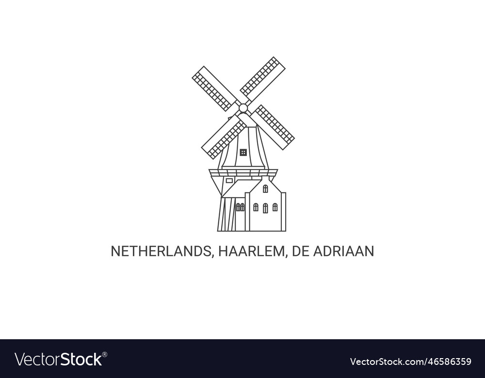 Netherlands Haarlem De Adriaan Travel Landmark Vector Image 4851