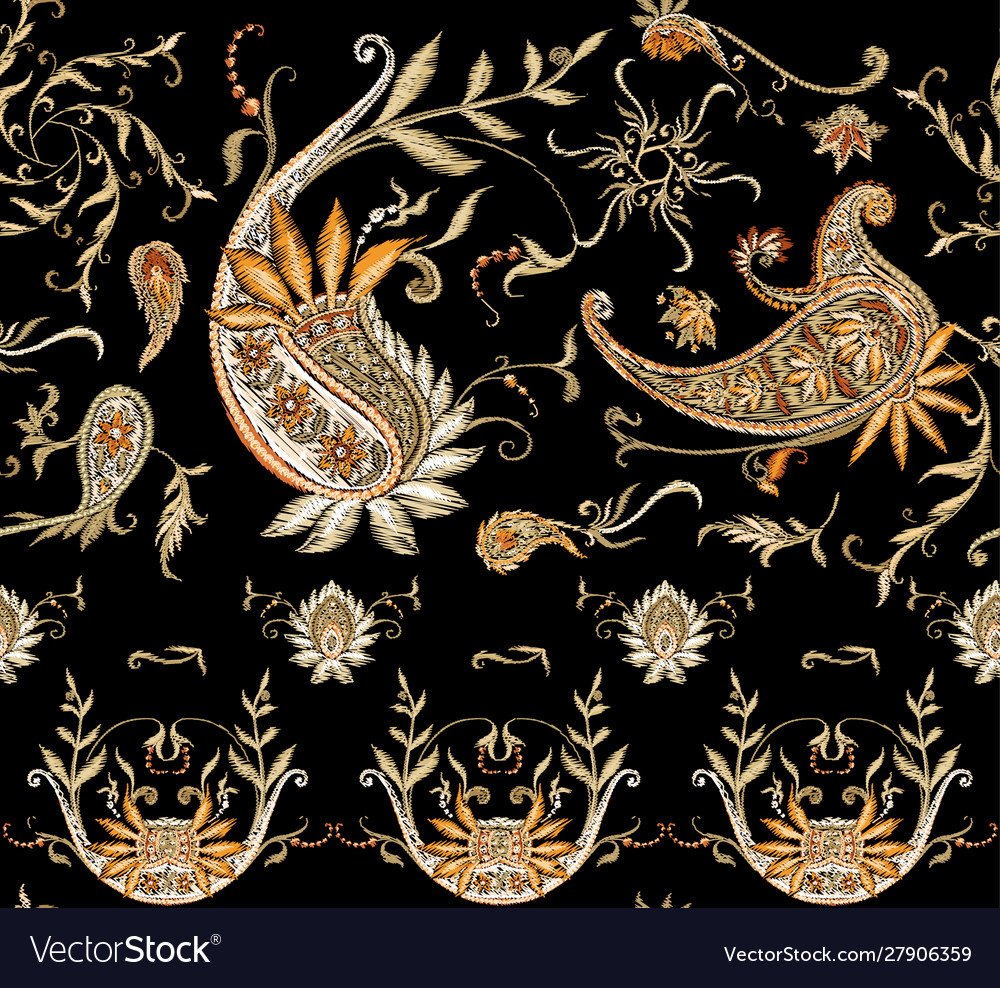 Paisley Floral Embroidery Pattern