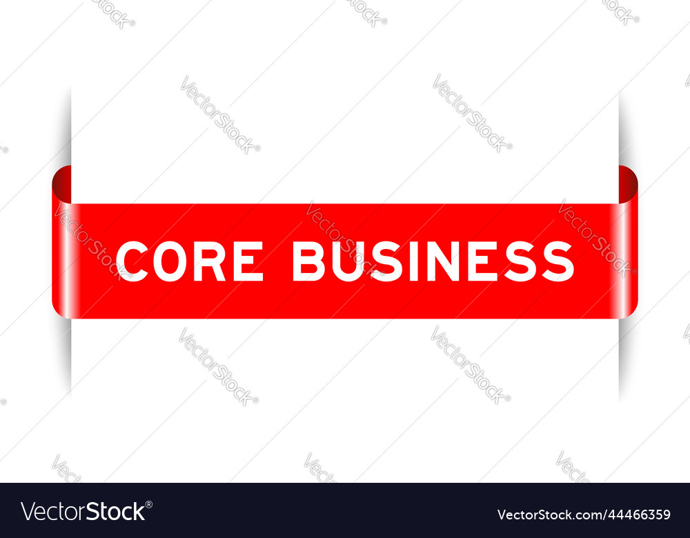 Red color inserted label banner with word core vector image Red color inserted label banner with word core