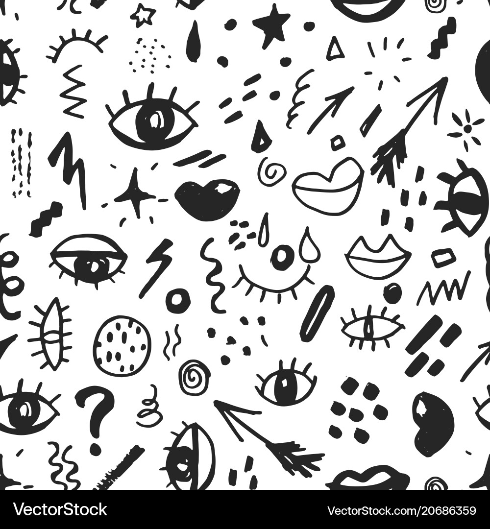 Seamless pattern with hand drawn sketched doodle Vector Image