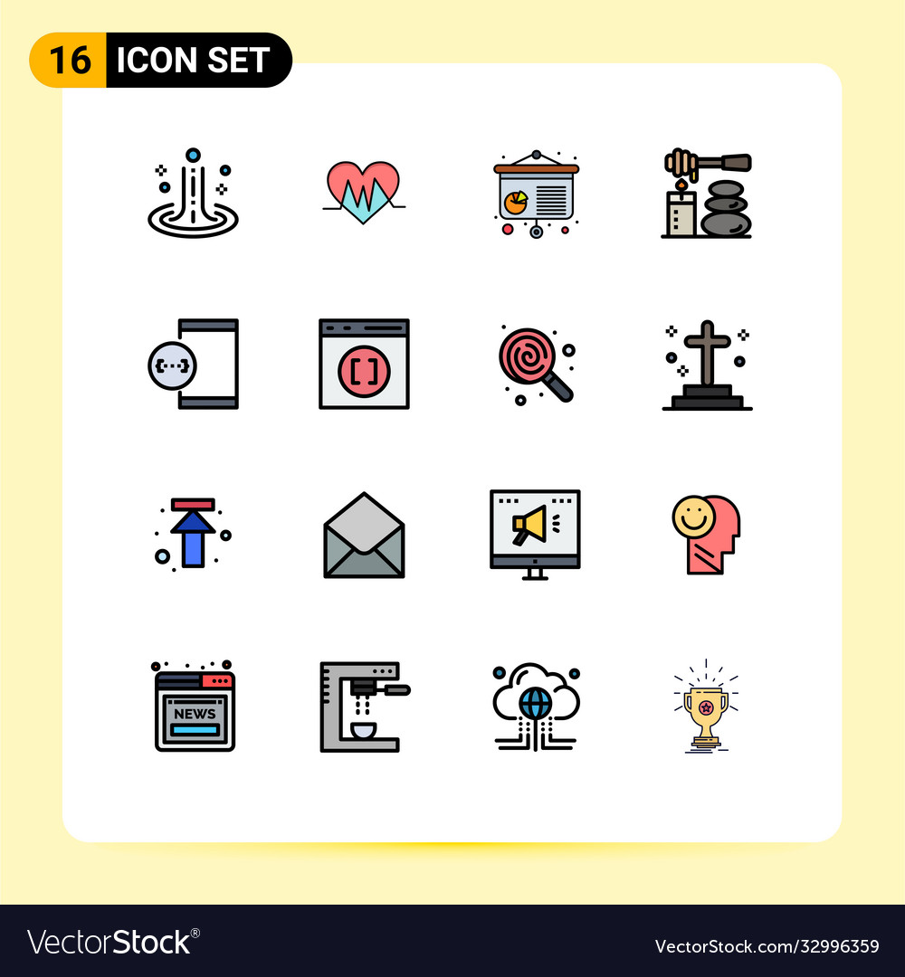 Set 16 flat color filled lines on grid