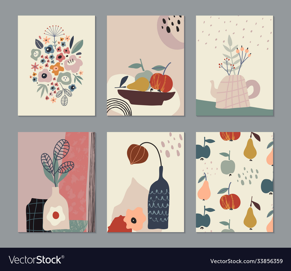 Set colorful collage contemporary cards vector image Set colorful collage contemporary cards