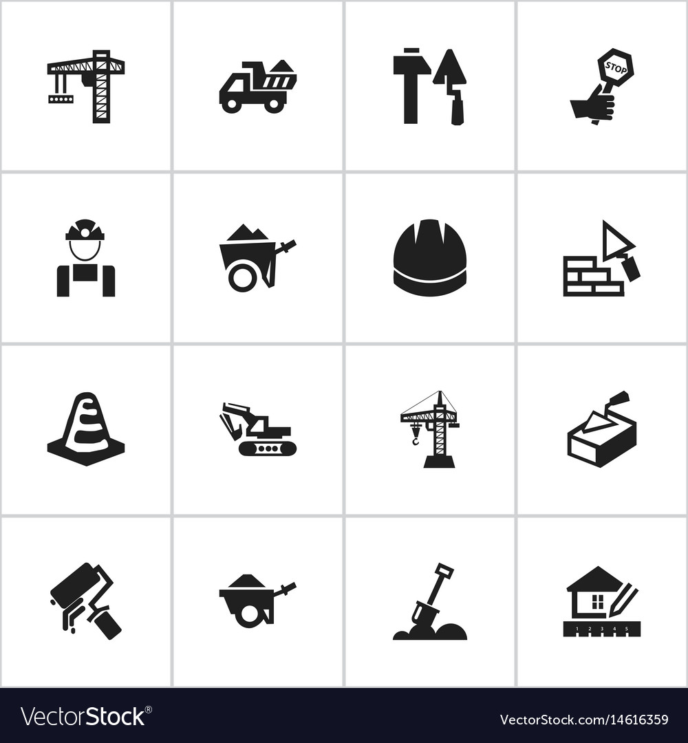 Set of 16 editable building icons includes