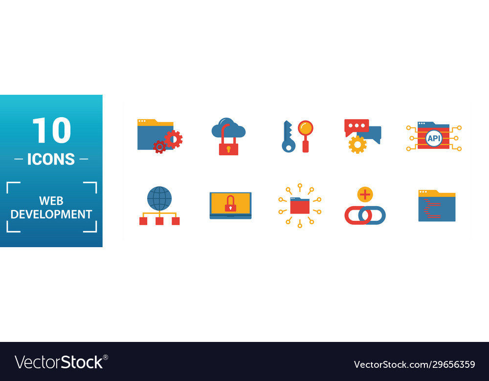 Web development icon set include creative vector image Web development icon set include creative