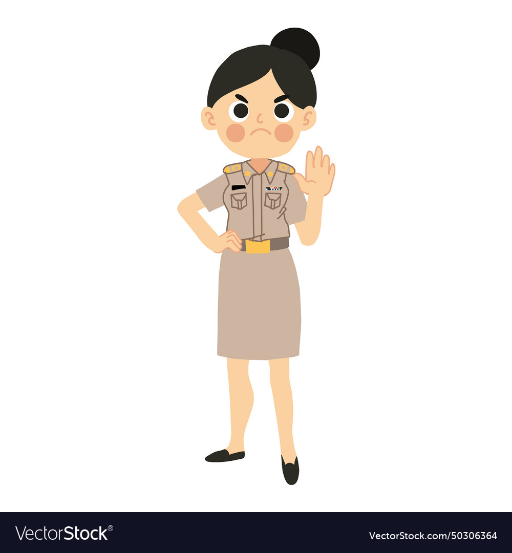 Angry thai teacher with no hand gesture prohibit Vector Image