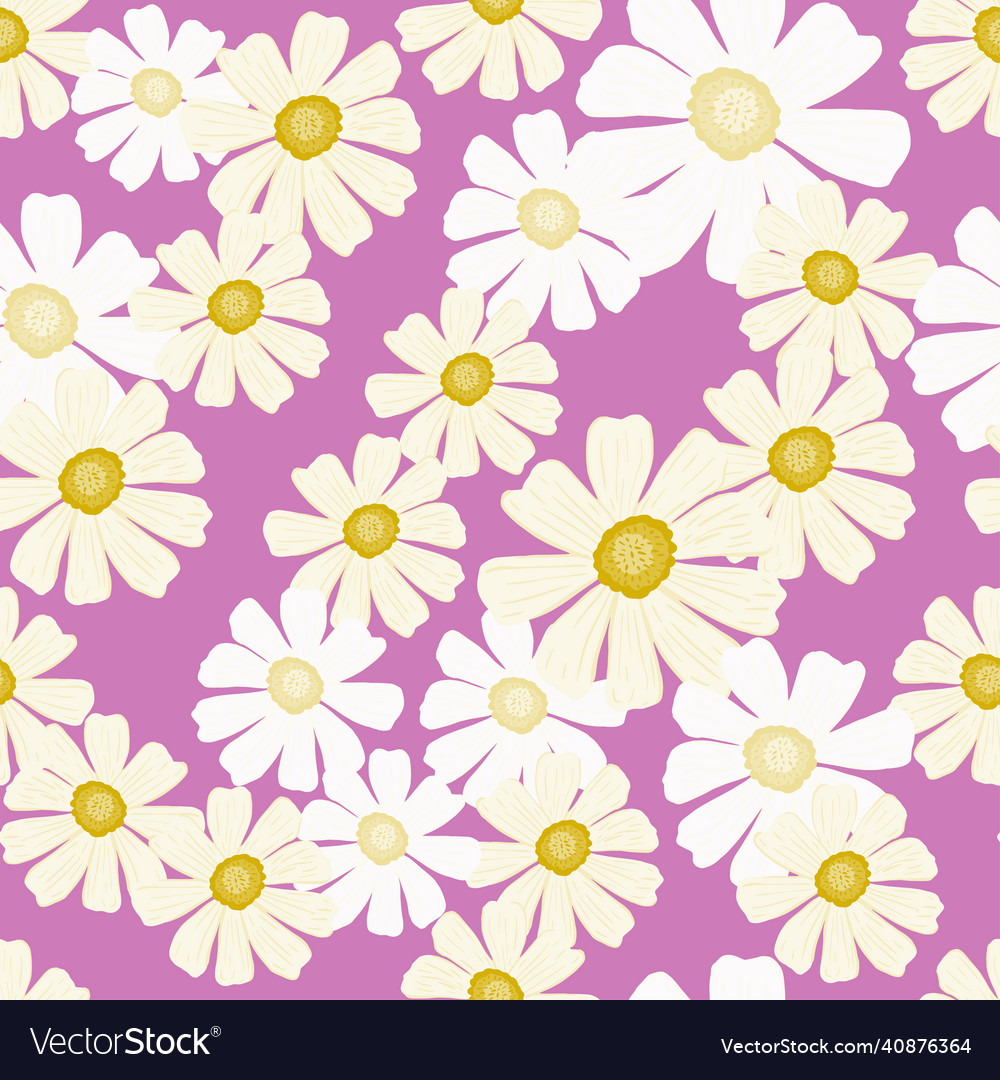 Chamomile pattern seamless in freehand style
