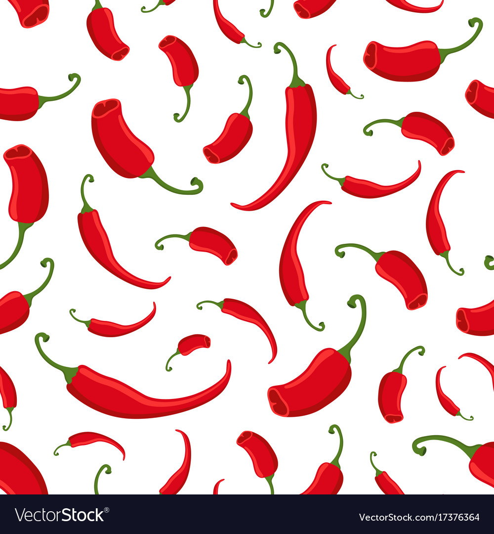 Chili pepper seamless pattern flat style Vector Image