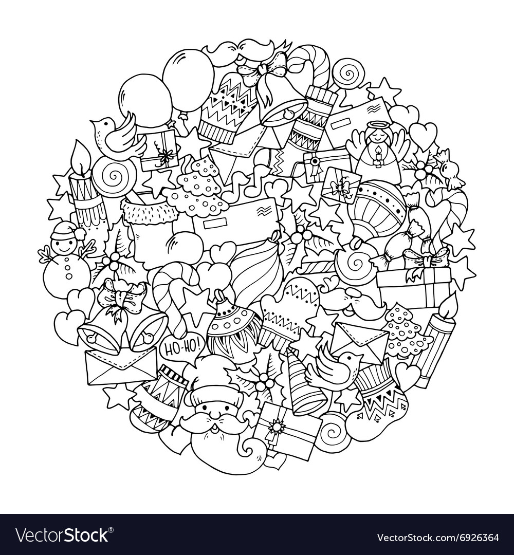 Download Christmas theme Doodle winter mandala Royalty Free Vector