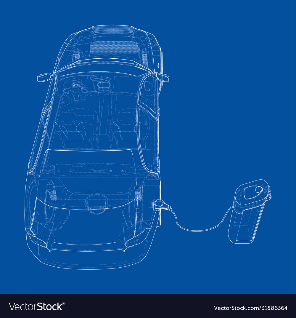 Electric Vehicle Charging Station Sketch Vector Image