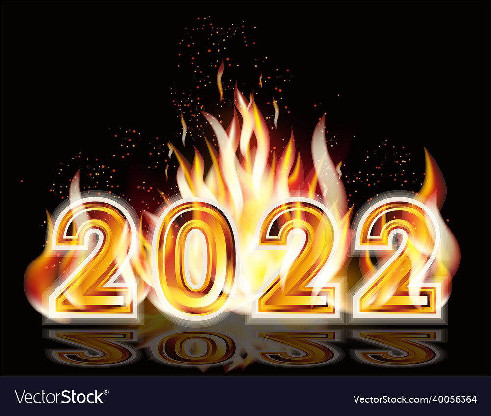 Fiery new 2022 year greeting card