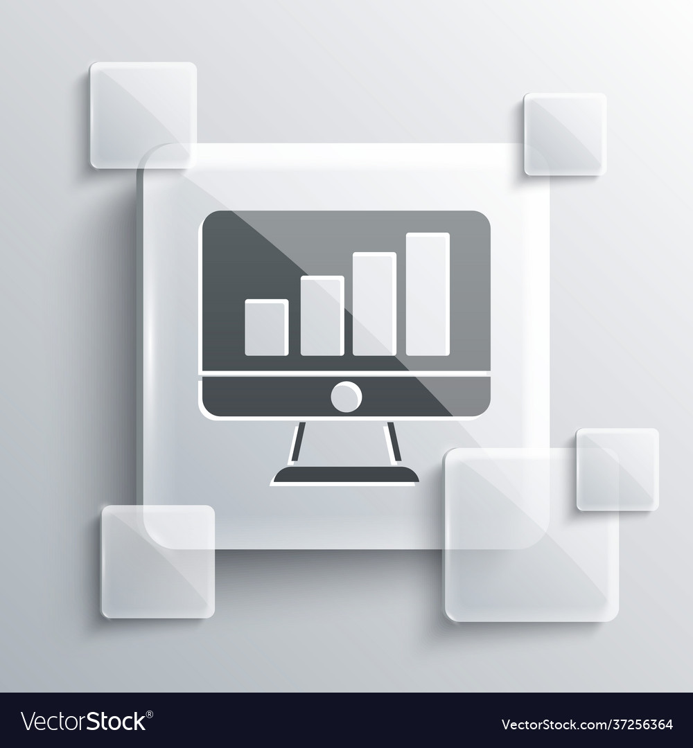Grey computer monitor with graph chart icon vector image Grey computer monitor with graph chart icon