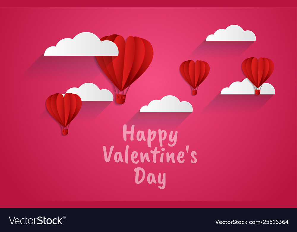 Happy valentines day paper cut styleballoon Vector Image