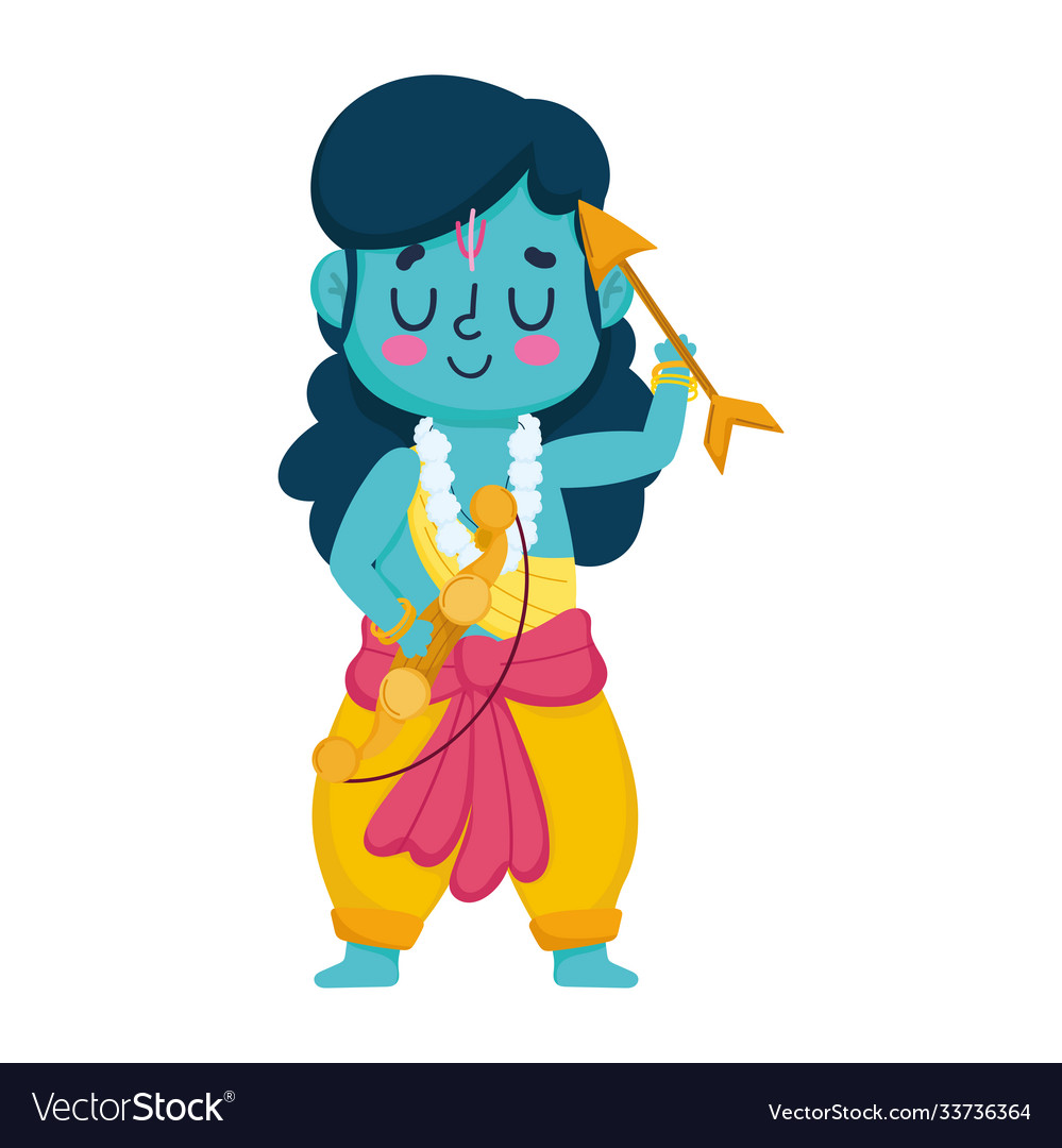 Lord rama cartoon with arrow and bow isolated icon Vector Image Lord rama cartoon with arrow and bow isolated icon