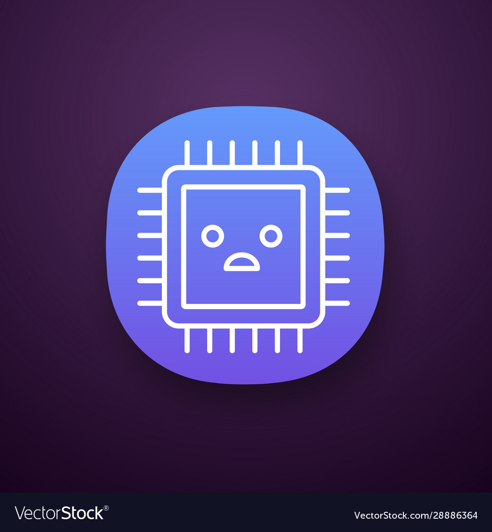 Sad processor app icon vector image Sad processor app icon