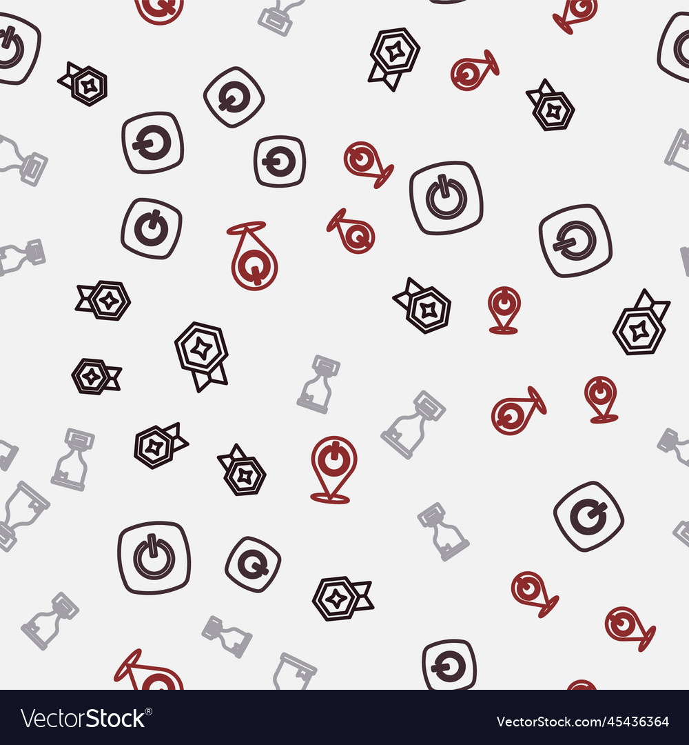 Set line game rating with medal power button vector image Set line game rating with medal power button