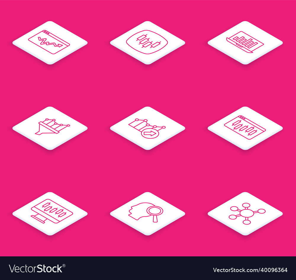 Set line graph chart infographic browser