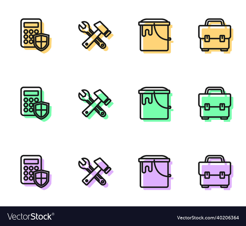 Set line paint bucket security keypad access Vector Image Set line paint bucket security keypad access