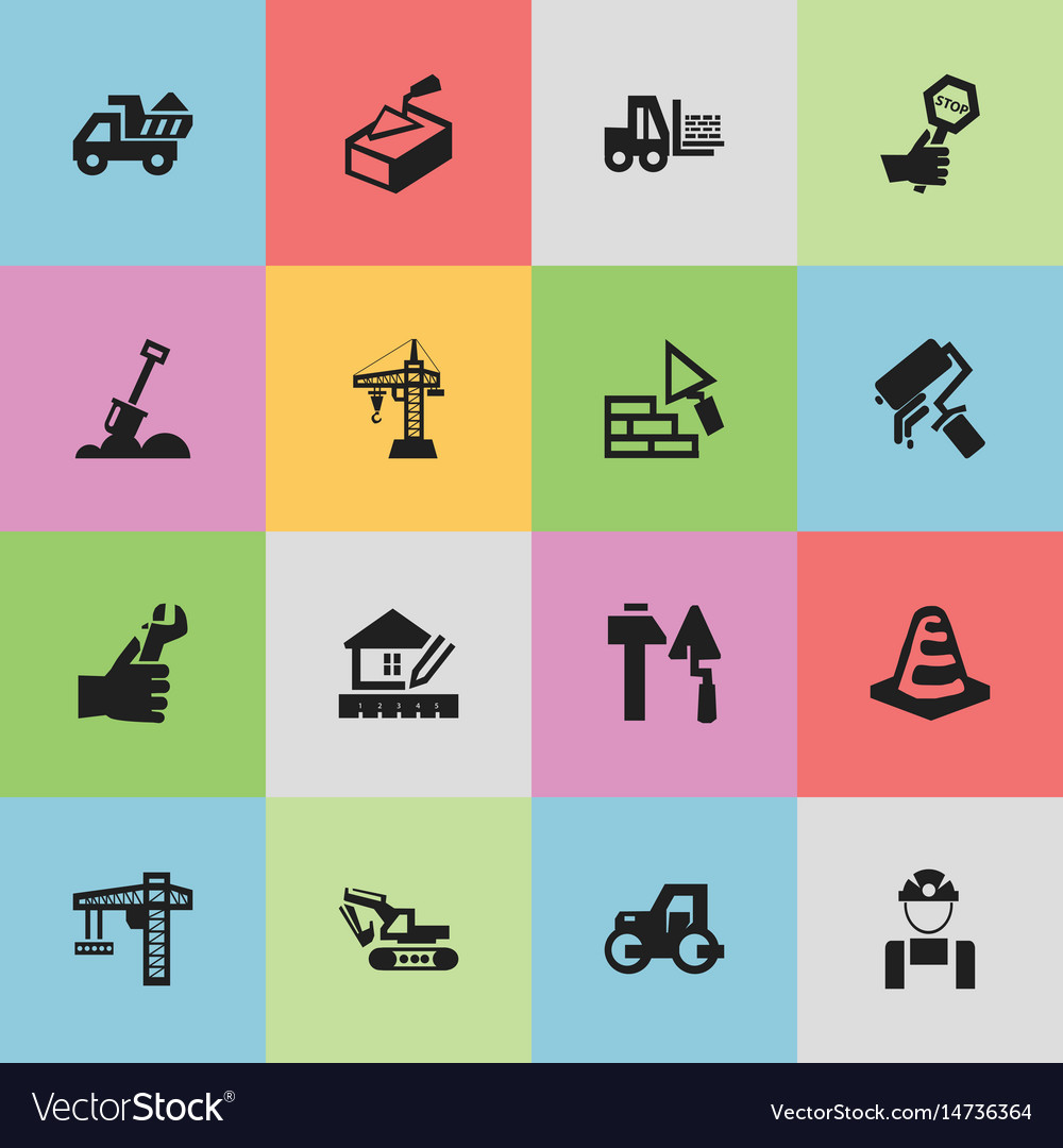 Set of 16 editable structure icons includes