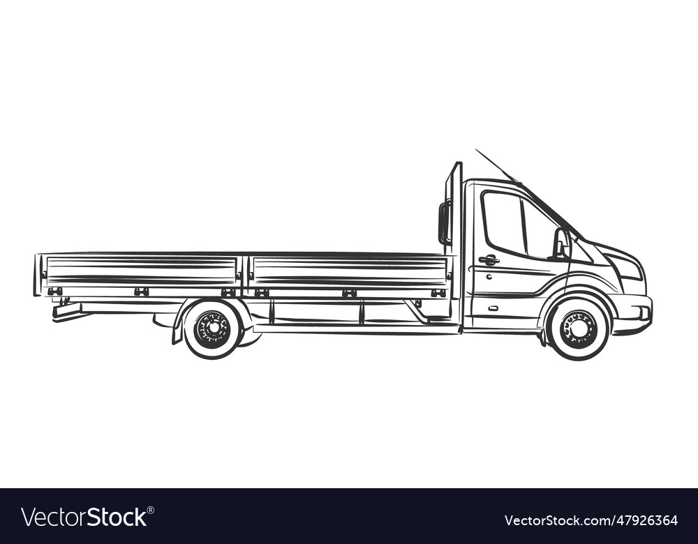 Sketch of a long truck Royalty Free Vector Image