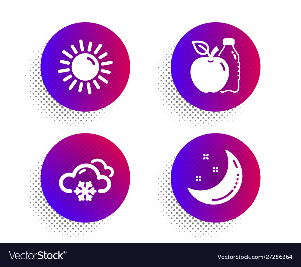 Snow weather sun and apple icons set moon stars