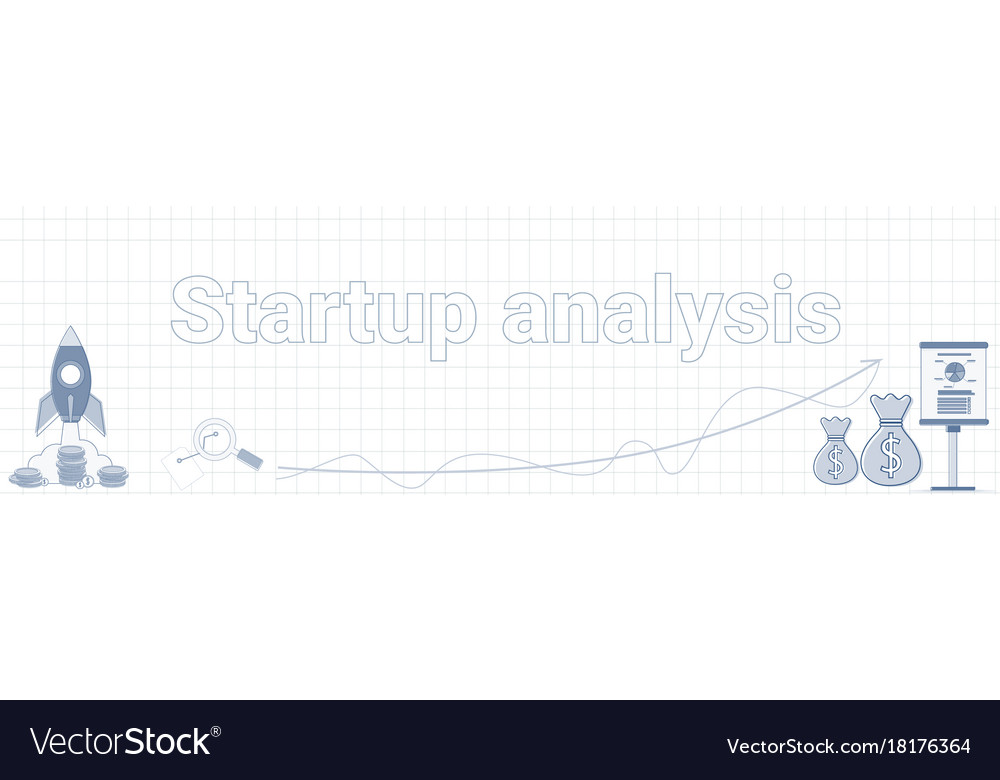 Startup analysis word on squared background