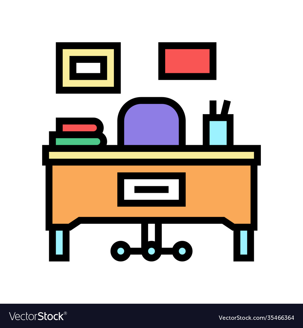 Teacher working place color icon