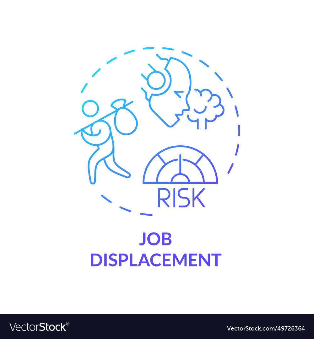 Thin line simple gradient job displacement icon vector image Thin line simple gradient job displacement icon